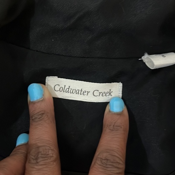 Coldwater Creek Black w/Embroidered Brown Border Jacket Size 8 - Picture 2 of 7